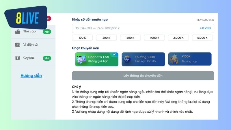 Người dùng có thể quét mã QR bổ sung tiền cá cược thay vì nhập tay như thông thường