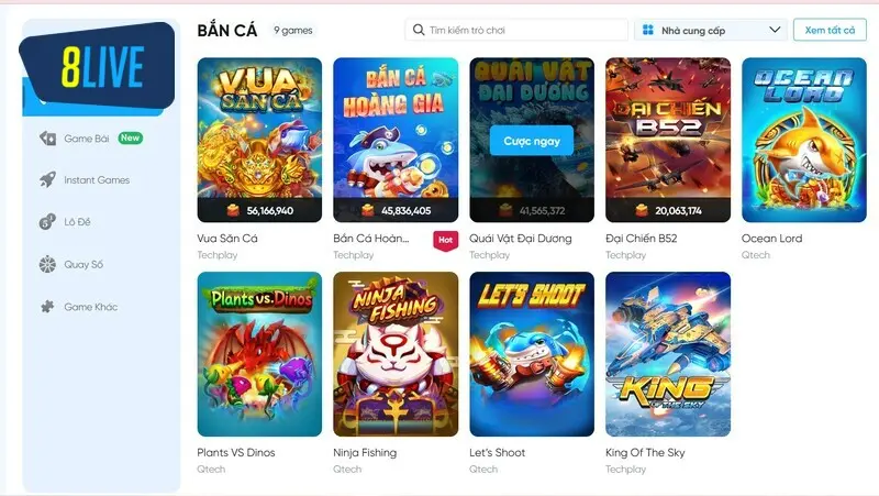 Cách vào chơi Bắn Cá Nổ Hũ tại 8Live