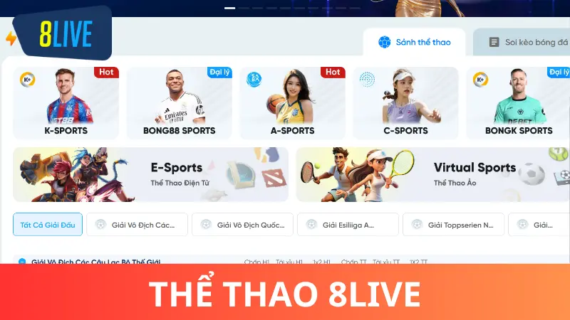 Danh mục cổng cược thể thao tại 8Live