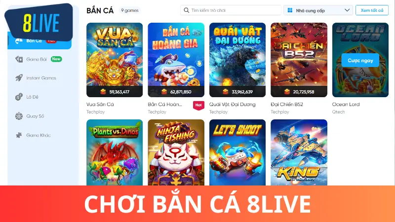 Hướng dẫn vào chơi Bắn Cá 8Live nhanh