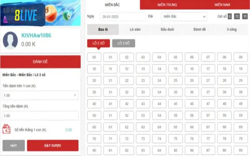 Giao diện chơi lô đề 3 miền truyền thống nhất