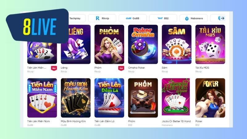 Ai muốn thử tài chiến thuật trong các trò bài lá dân gian Việt nên login sảnh game bài 8Live